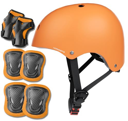 KORIMEFA Casco Infantil Equipo de Protección Patinete Patinaje con Casco Adjustable Rodilleras Coderas para Bicicleta Monopatín y Deportes Extremoscon de 3 a 13 años