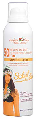 Soleil des Îles | Brume de Lait Solaire au Monoï de Tahiti SPF50 - Protège Nourrit et Hydrate toute la famille - Parfum Coco - Sans Paraben - Fabriqué en France
