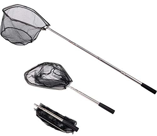 RESTCLOUD Fishing Landing Net with Telescoping Pole Handle Extends to 48 Inches