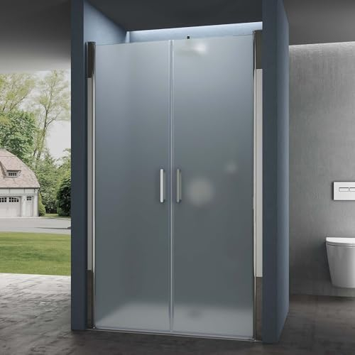 doporro Duschtür Nischentür dusche Duschabtrennung Duschkabine 90cm Nischendrehtür 195cm ESG-Sicherheitsglas Duschtür satiniert Drehtür mit Hebe- und Senkmechanismus Teramo24VS