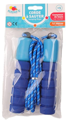 FLYPOP'S - Springseil mit Zähler - Freizeitspiel - 011089Y - Blau - Seil - Geschicklichkeitsspiel - Kinderspielzeug - 26 cm x 14 cm - Ab 3 Jahren