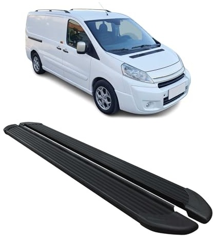 OMAC Seitenschweller Trittbretter Schweller kompatibel mit Citroen Jumpy 2006-16 L2 Alu Schwarz