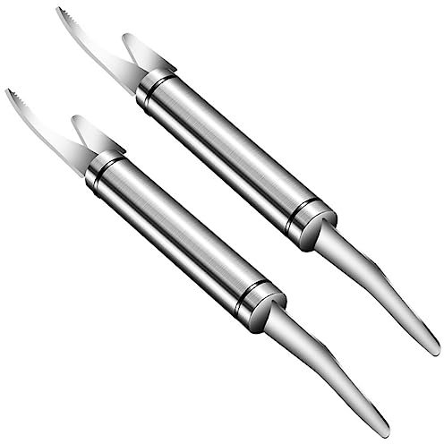 Kichvoe 2 Stücke Garnelen Deveiner Werkzeug Edelstahl Garnelen Linie Fischschlund Messer Doppelende Garnelenschäler Fischschuppenentferner Meeresfrüchte Messer zum Schälen von