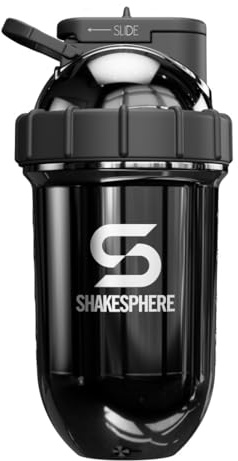 SHAKESPHERE Steel Protein Shaker Bottle - Insulated, BPA-Free, 24oz - Leak-Proof, Easy to Clean, No Mixer Ball Needed - Keeps Drinks Hot & Cold - Ideal for Shakes & Smoothies (Mirrored Black)