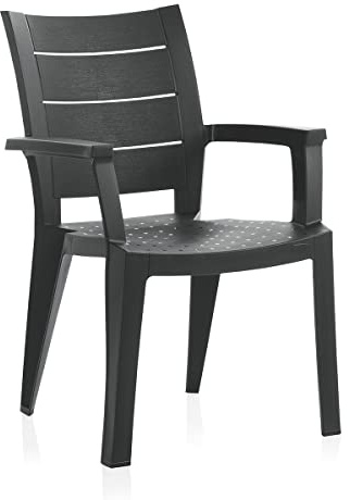 PEGANE Lot de 6 chaises de Jardin empilables en résine Coloris Gris - Longueur 59 x Profondeur 60 x Hauteur 90 cm