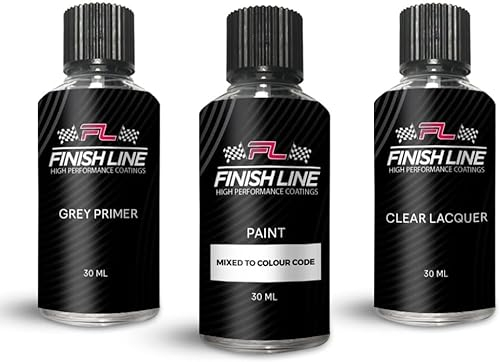 FINISH LINE Ausbesserungslack 30ml Kit für RAL 9001 Cremeweiß Lack Grau Grundierung Klarlack Reparatur