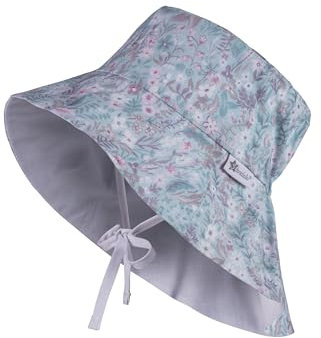 Sterntaler Sonnenhut Zweige mit Bindeband - Sommerhut Mädchen mit UV 50+, schützt den Kopf vor der Sonne - Sonnenhut Kinder mit Größenregulierung - helltürkis, 53