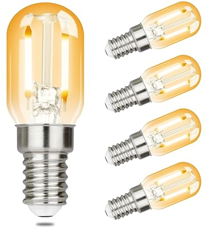 GBLY 4er pack E14 LED Warmweiss Glühbirne - T22 Vintage LED Lampen 2W Retro Edison Sockel Birne 2700K Warmweiß Leuchtmittel Energiesparlampe E14-Fassung Kühlschranklampe Nicht Dimmbar Light Bulb