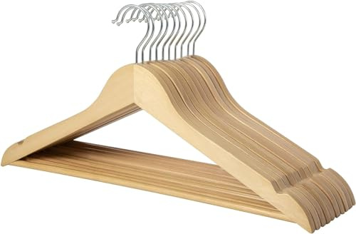 KARAN IMPEX Wooden Suit Clothes Hangers, 10-Pack, 44 cm, Natural