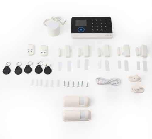 Matybobe Sistema di allarme domestico WiFi GSM, 2,4 pollici, LCD, senza fili, fai da te, intelligente, sistema di allarme di sicurezza, set da 16 pezzi, controllo vocale, compatibile con Alexa e