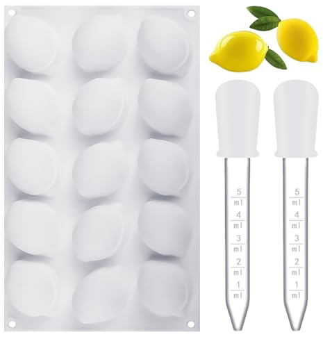 ZBHDEYG - Stampo in silicone per torte con decorazione di frutta e gocce, 1 stampo per limone, 2 contagocce fai da te
