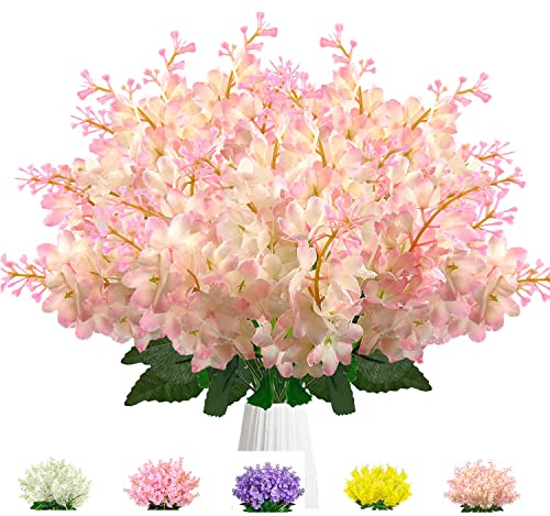 Namzi 6 st konstgjorda blombuketter blåregn hyacint falska blommor bulk UV-beständig för vas heminredning inomhus utomhus trädgårdsstaket restaurang hotell mockdekoration (ljusrosa)