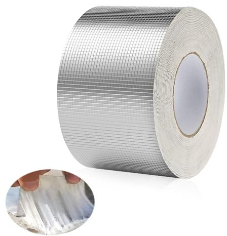 Riisoyu Cinta de Butilo, 5m x 10cm Impermeable Cinta de Reparación Sellador Adhesivo Aluminio Autoadhesiva Cinta Adhesiva para Fugas de Techo Goteras Huecos Marco Ventana o Roturas de Tuberías
