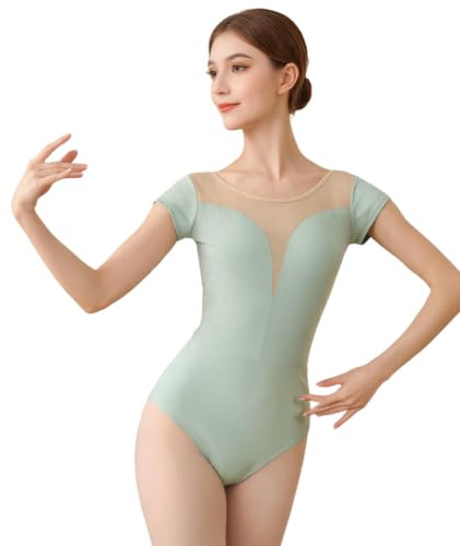 ROYAL SMEELA Ballett trikot damen mit bh Ballerina body ballettbody damen ballett tanz trikots erwachsene ballett tanz body ballettrikot kurzarm body tanzen trikot Frauen sexy tanzbody für damen