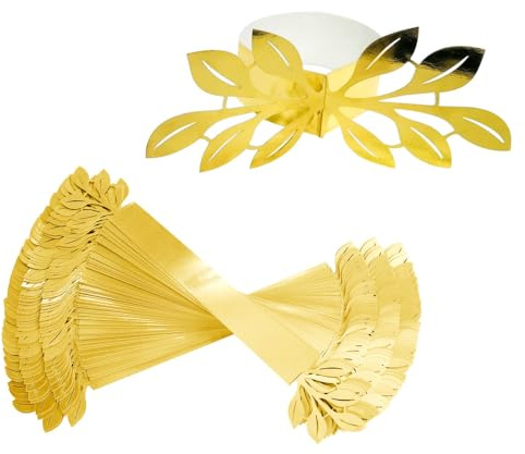 Anelli per Tovaglioli, 50 Pezzi Anello Portatovaglioli in Carta a Forma di Foglia Colorata a Specchio, Fibbia Tovagliolo Riflettente per Decorazione Tavola, Matrimoni, Banchetti, Feste