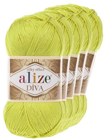 500g Strickgarn ALIZE DIVA - Häkelgarn Wolle Sommer Stricken Häkeln, Farbe:109 limette