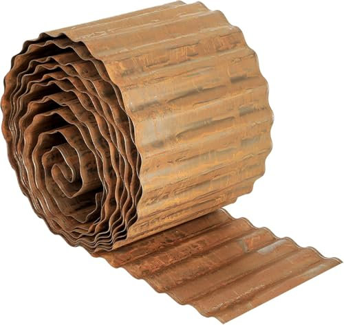 Aoipend Bordura da giardino in metallo ondulato, 15 cm x 6 m, bordo paesaggistico per prato, aiuole, recinzioni da giardino, bordatura per pavimentazione