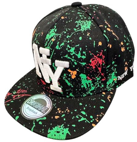 Jeamis Kids NY USA Kinder Snapback Baseball Cap Kappe Cappy Unisex Trucker Starter Basecap Mütze Hawaii Sommer Kult für Junge und Mädchen (DE/NL/SE/PL, Alphanumerisch, Einheitsgröße, NY Bunt Grün)