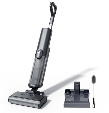 proscenic F20A Aspirador Escoba sin Cables en Seco y Húmedo,35Min, 2L Tanque Agua, Limpieza de Bordes, Autolimpieza, Secado por Aire Frío, LED Pantalla, Suelos Duros y Pelo de Mascotas