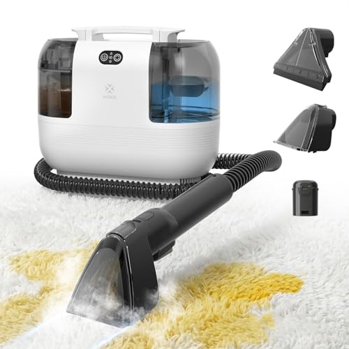 WOOX Limpiador Aspiradora de Tapicerias y Alfombras, con Vapor Caliente, 1700W, 15Kpa de Alta Succión, Diseño Compacto, Depósito de Agua Limpia 1200ml y Agua Sucia 750ml