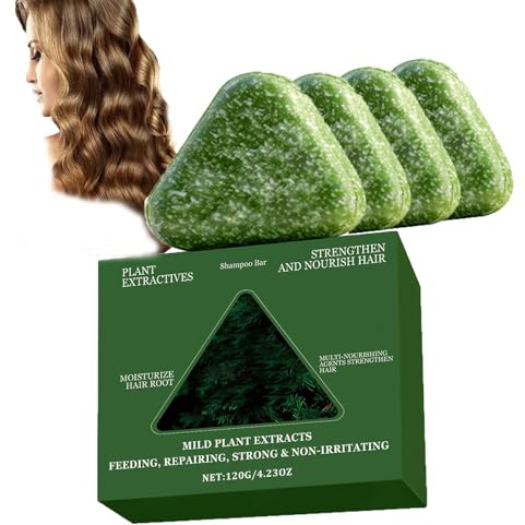 Triangulära tvålar cypress blad schampo fast grön bas växter fast blad thuja stärker hår hårtvål vårdar rötter hårtvål cypress reseformat (4 st)