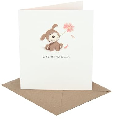 UK Greetings | Thank You Card | Appreciation Cards | Her/Him | Woof Holding a Flower | With Envelope | 13.7 x 15.9 cm