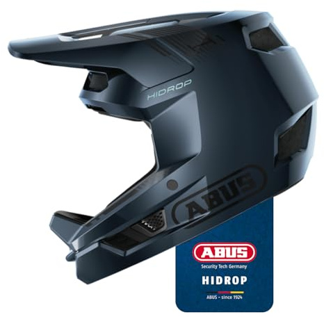 ABUS Downhill Helm HiDrop – ASTM-zertifizierter Fullface Helm mit ABS-Außenschale für MTB: Downhill, Enduro und Bikepark – für Erwachsene und Jugendliche – Blau, Größe L
