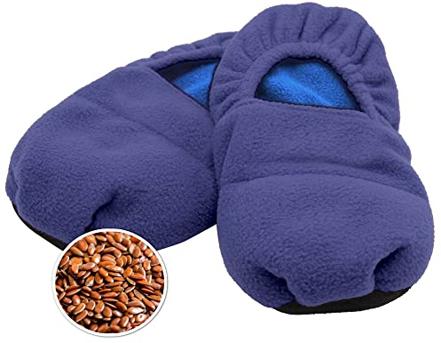 Fishtec - Chaussons Chauffants Micro-ondes à Graines de Lin Naturelles - Chaleur Relaxante et Douce pour les Pieds - Unisexes, Réutilisables et Lavables - Taille Unique 41 à 45 - Confort et