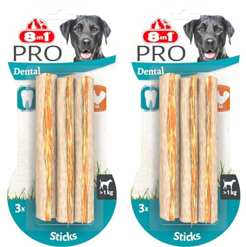 8in1 Pro Dental Sticks - gesunde Kaustangen für Hunde zur Zahnpflege, 3 Stück (Packung mit 2)