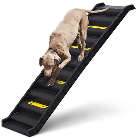 Hunderampe Auto Klappbar, Hundetreppe Für Kleine Große Hunde, rutschfeste Haustiertreppe für Bett, Sofa, Stabile Einstiegshilfe Rampe, Hundetreppe Auto Stufen für Auto Kofferraum bis 75 kg Schwarz