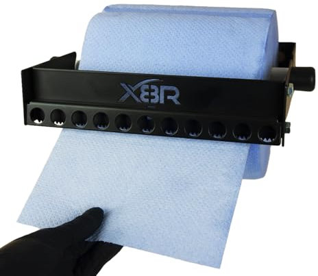 Heavy Duty Blue Roll Paper Towel Dispenser Holder Wall Mounted Bracket Workshop Garage Black Steel