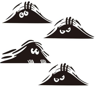 KGDUYC 4 Stück Autoaufkleber Lustig - Peeking Eyes Monster Aufkleber Funny Cartoon Auto Aufkleber Vinyl Sticker für Auto Autofenster Stoßstange Laptop Motorrad(Schwarz)