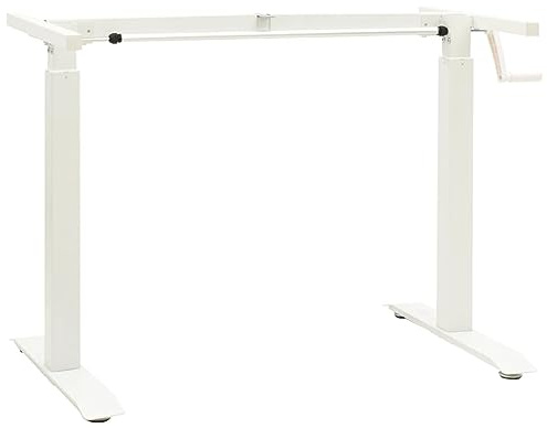 Brokky Manual Height Adjustable Standing Desk Frame Hand Crank White,Height Adjustable Standing Desk Frame Dual Motor Heavy Duty Steel Stand up Desk