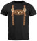 MoonWorks® Herren T-Shirt Lederhose Ersatz Tracht Kostüm Volksfest Bierfest Outfit Lustig Fun-Shirt schwarz 3XL