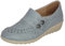 Cushion Walk Women's Ladies EEE Fitting Wide Fit Lightweight Slip-on Faux Leather Low Wedge Shoes, Casual Comfort Shoe (6 UK, Blue)