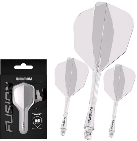 WINMAU Freccette Fusion Sistema Integrato di Volo e Albero - No.6 Forma e Design - Trasparente, Media Lunghezza