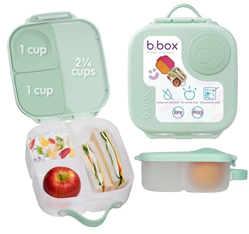 b.box Mini lunchlåda | Bentolåda med 3 fack (2 läckagesäkra) | Lunchlåda för små barn | För luncher och snacks | Lämplig för förvaring av hela frukten | BPA-fri