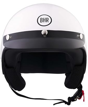 BHR hjälm Demi-Jet 839 – hjälm scooter ECE 22.06 godkänd med främre och mikrometrisk frisättning – vit L