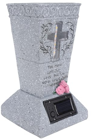 mingzhe Vase Funéraire Solaire pour Cimetière avec Système de Drainage Réglable sur Piquet LED