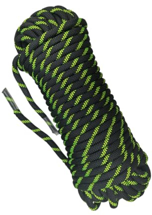 YIUBCZOQI 20m Corda Statica da Arrampicata 10mm per Outdoor Sport, UIAA | nylon ad alta resistenza, anti-abrasione, anti-UV, nero fluorescente, per alpinismo, soccorso e Campeggio