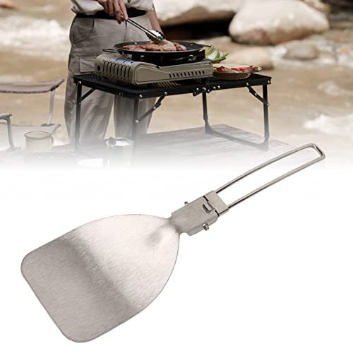 BAFOVY Vikbar Stekspade, Camping Stekspade Vikbar Matspade 304 Rostfritt Stål Förtjockad Värmebeständig med Låsande Fästen för Utomhus Camping BBQ Picknick Vandring (Rissked)