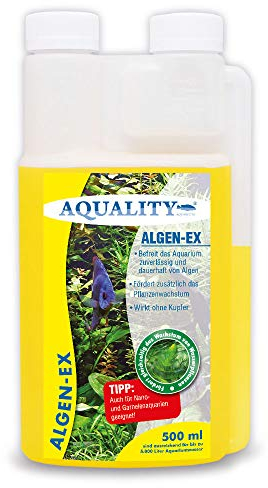 AQUALITY Aquarium Algen-EX (Erstklassiger Algenvernichter, Algenmittel, Algenentferner, Algenstopp - Befreit Fadenalgen, Bartalgen, Kieselalgen, Blau- + Schmieralgen), Inhalt:0.5 Liter