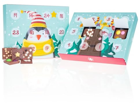 Calendario dell'Avvento al cioccolato - Calendario dell'Avvento con 24 cioccolatini senza alcool - Idee regalo di Natale per donne, uomini, adulti, bambini - Idee regalo al cioccolato fatte a mano