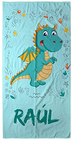 LolaPix Badetuch Baby. Personalisiert Strandtuch. Strand Badetuch mit Namen. Personalisierte Handtuch. Personalisierte Geschenke. Verschiedene Designs und Größen. Drache