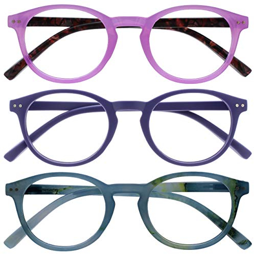 OPULIZE Zen 3 Pacco Occhiali Da Lettura Rosa Porpora Turquoise Blu Piccolo Uomo Donna RRR24-45Q +2,00