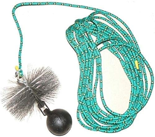 rg-vertrieb Kaminbesen Schornsteinbesen Kehrbesen Zugbesen Rußbesen aus Stahldraht + Zugseil PP-Seil + Zuggewicht 2,5kg Set Größe wählbar (Besen 17,5cm, Zugseil 10m)