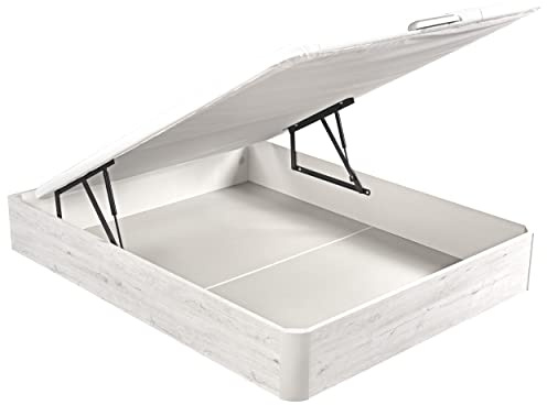 What The Sleep | Canapé Abatible de Madera Gran Capacidad | 135x190 | Montaje y Retirada Usado Incluido | Glaciar | 32 cm | Apto Todos Colchones | Esquinas Delanteras Redondeadas | Storage Bed