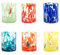 H&h set 6 bicchieri veneziano in vetro decorato multicolore cl 36