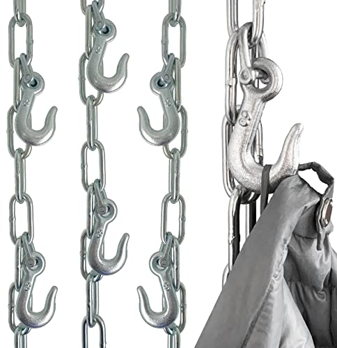 LeTOMA Hängende Garderobe aus solider Stahl-Kette und robusten Metallhaken zum Aufhängen an der Decke im Industrie-Design Praktisch, elegant, platzsparend - 1x Ketten-Garderobe 160cm und 5 Haken