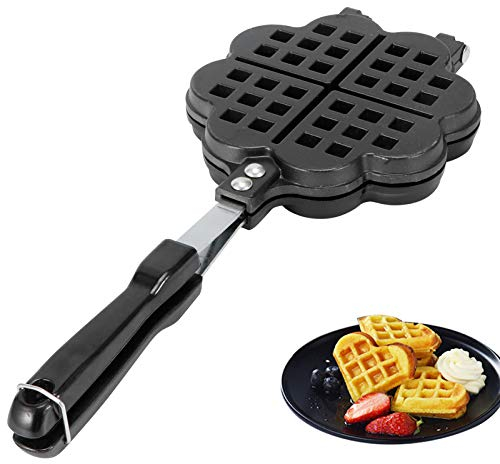 VIFERR Waffle Maker Waffle Cake Mold, Stainless Steel, Black, Non Stick Coating, Cooking Accessories for Gas Stove